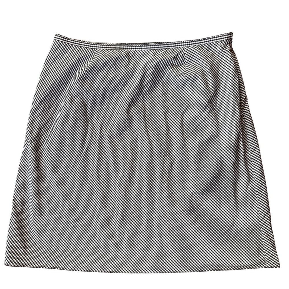 Liz Claiborne Woman Skirt Womens 18W Black White Gingham A-Line Cotton